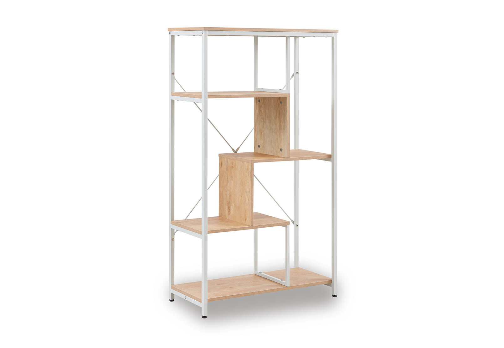 NATURAL/ WHITE AETNA 4 Tier Bookcase | Amart Furniture