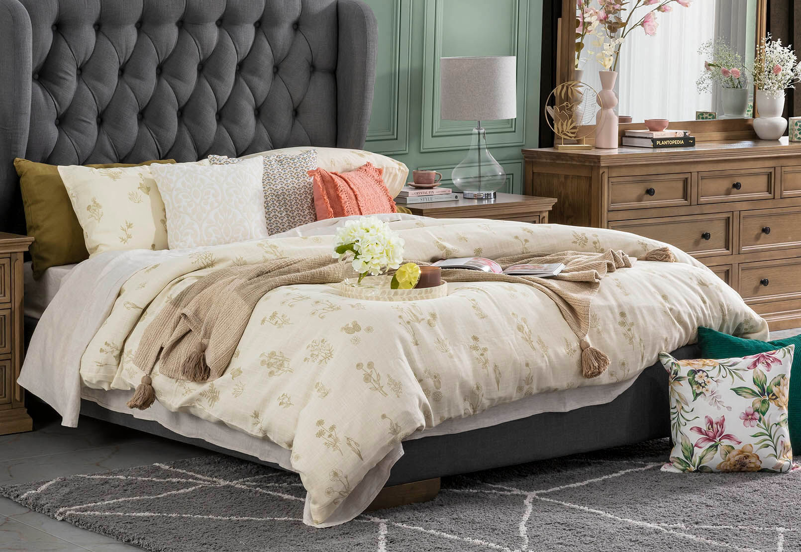 NATURAL TRUDY Double Bed Quilt Cover Set