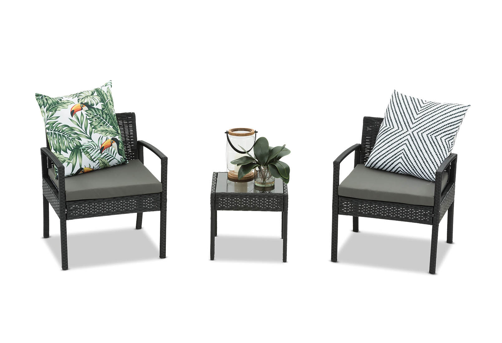 Black 3 piece outdoor sales setting
