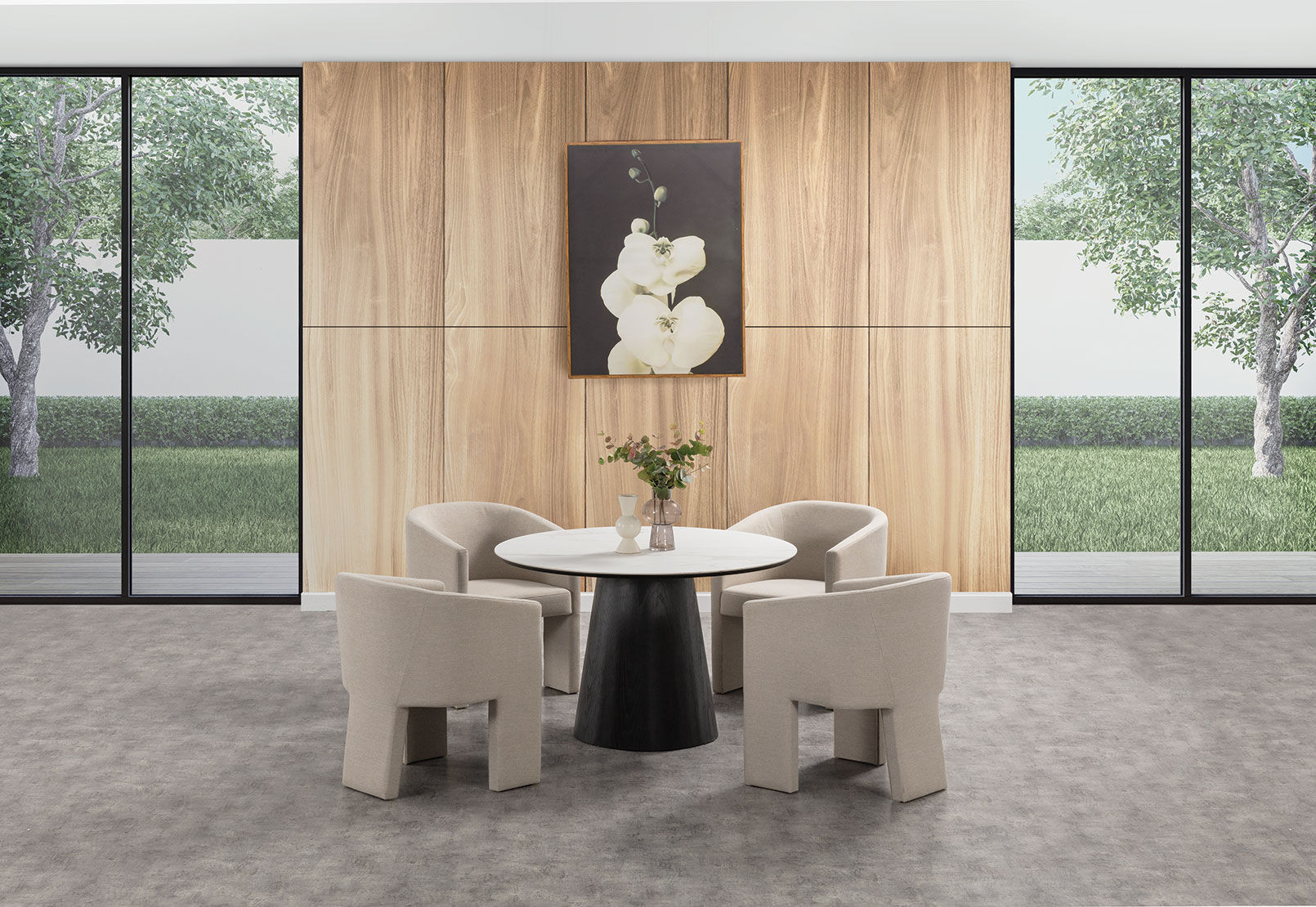 THANOS - 5 Piece Ceramic Dining Suite with Alicante Dining Chairs. THANOS