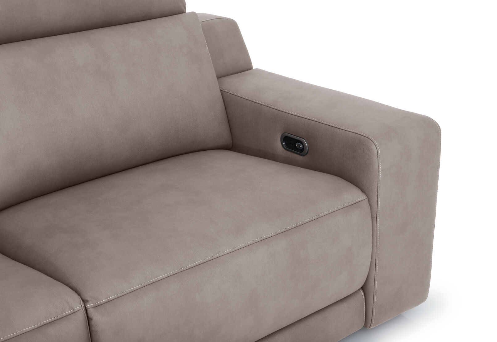 VANTRO FABRIC - 3 Seater LHF Chaise with Console and Inbuilt Electric Recliner VANTRO FABRIC