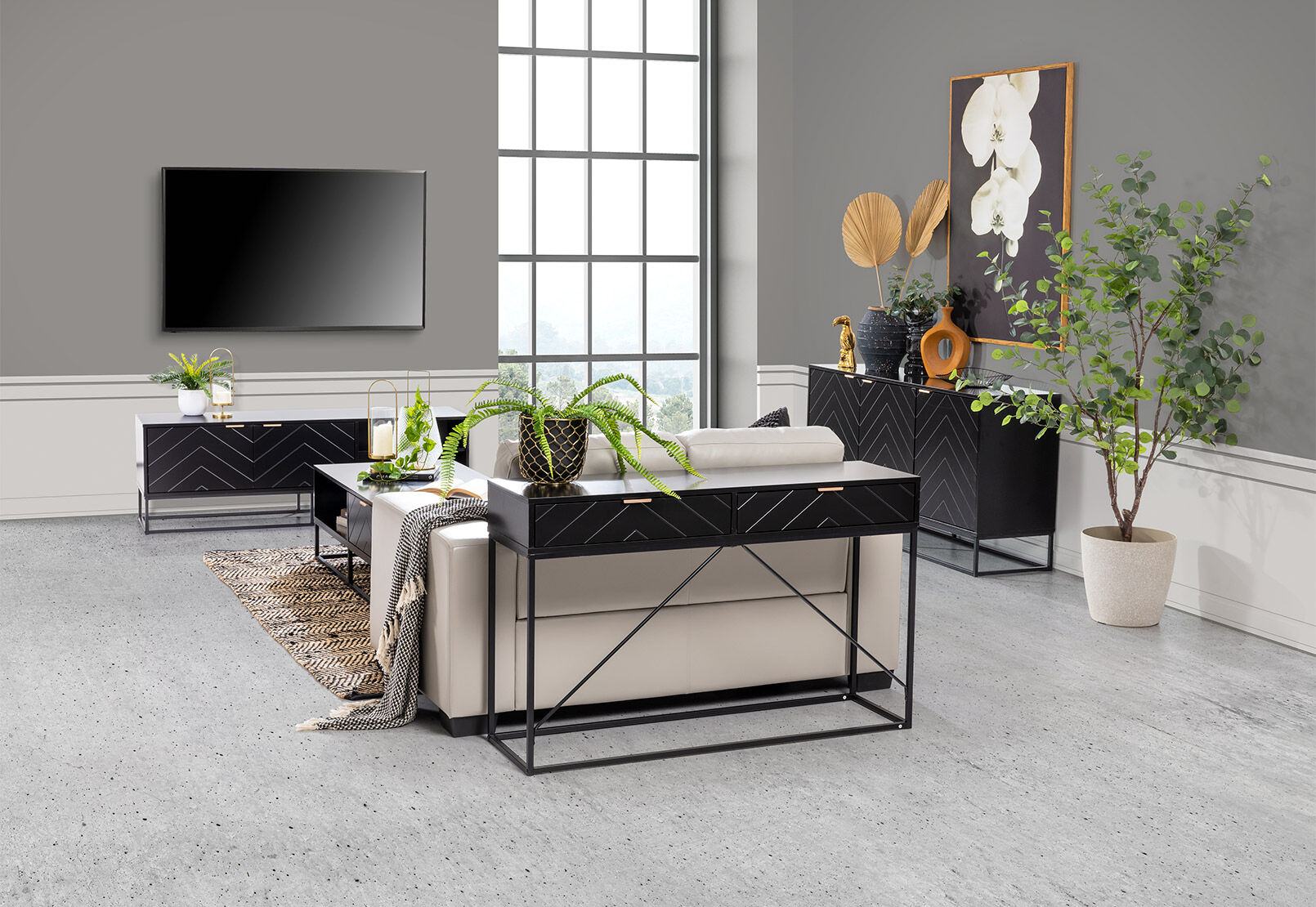 HARDING - Black Sofa Table HARDING