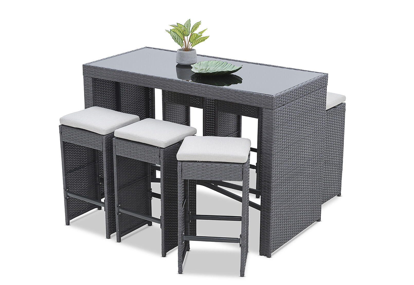 CHARCOAL RIMINI 7 Piece Outdoor Bar Setting | Amart Furniture