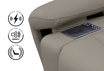 HOLLYWOOD LEATHER - Media 2 Seater with Electric Recliners & Console