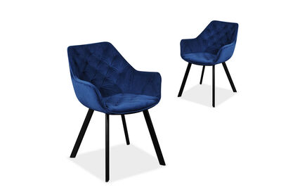 CLAREDON - Set of 2 Navy Dining Chairs