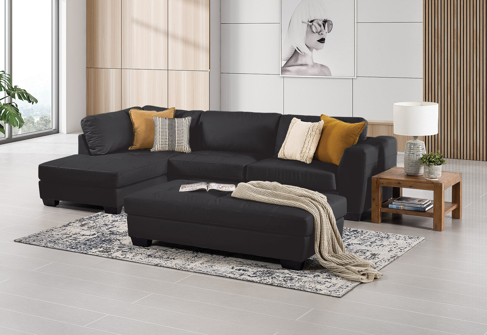 Orlando Left Hand Facing Lounge Suite with Ottoman Amart