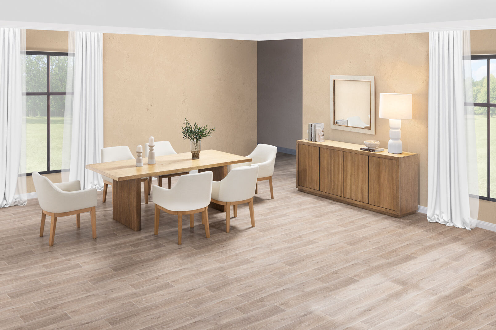 THORIN - 7 Piece Suite with Armondo Dining Chairs. THORIN