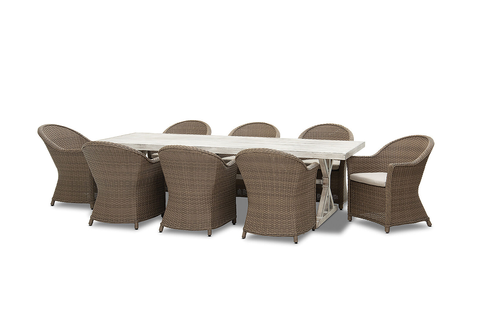 Natural Brushed Vintage Miami 9 Piece Outdoor Dining Setting Amart Furniture