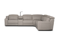 VANTRO LEATHER - Corner Lounge with 2 Inbuilt Electric Recliners and Console VANTRO LEATHER