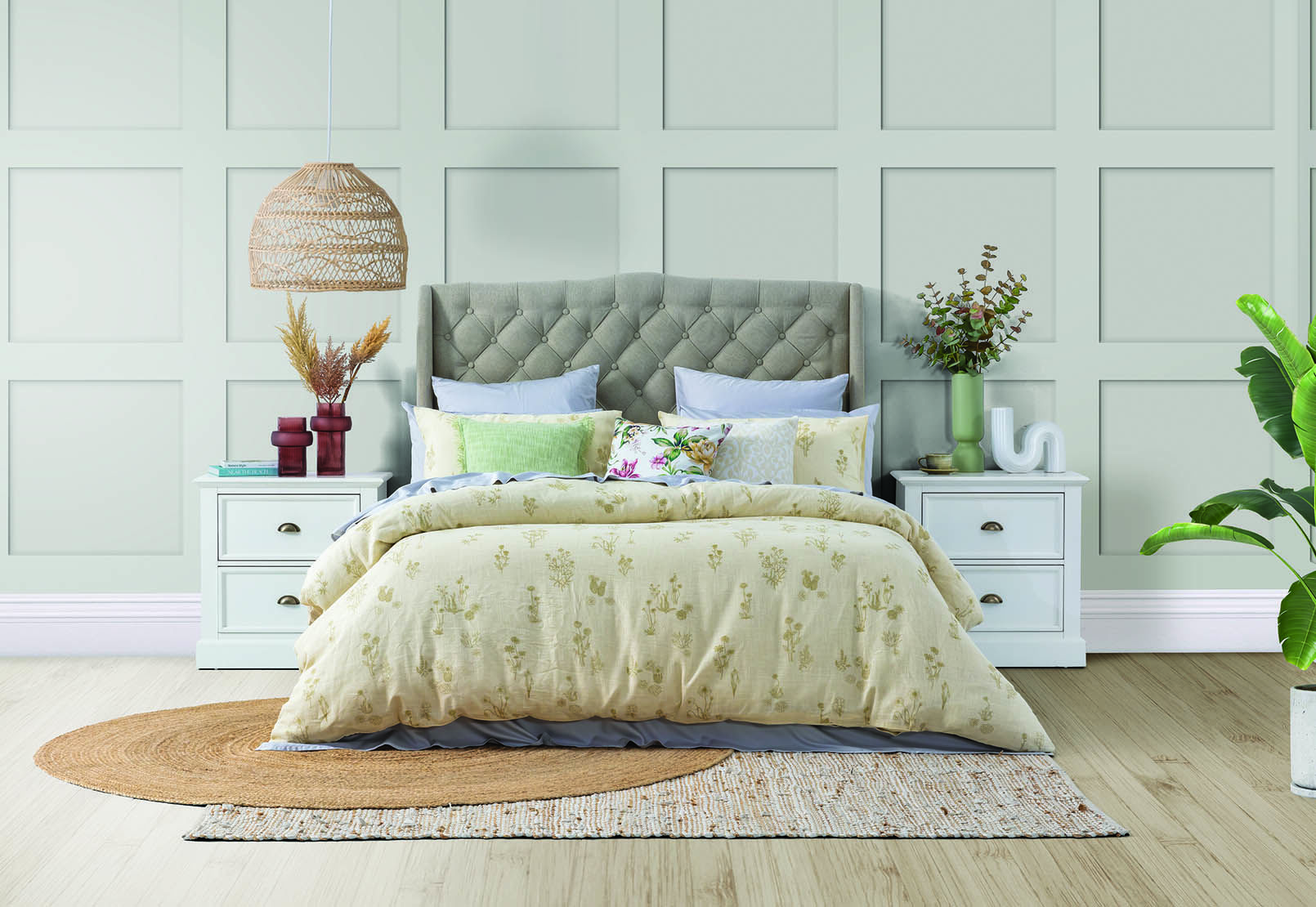 NATURAL TRUDY Double Bed Quilt Cover Set