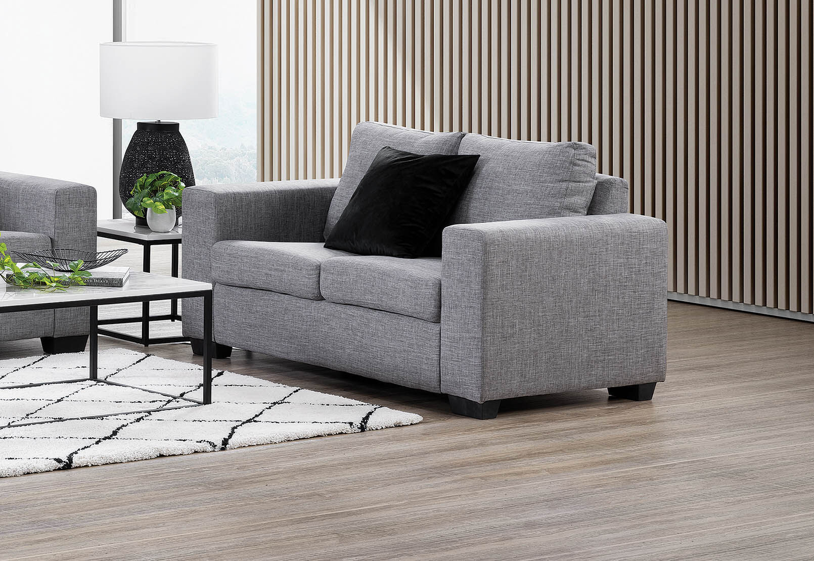 GREY BONZA Fabric 2 Seater Sofa Amart Furniture