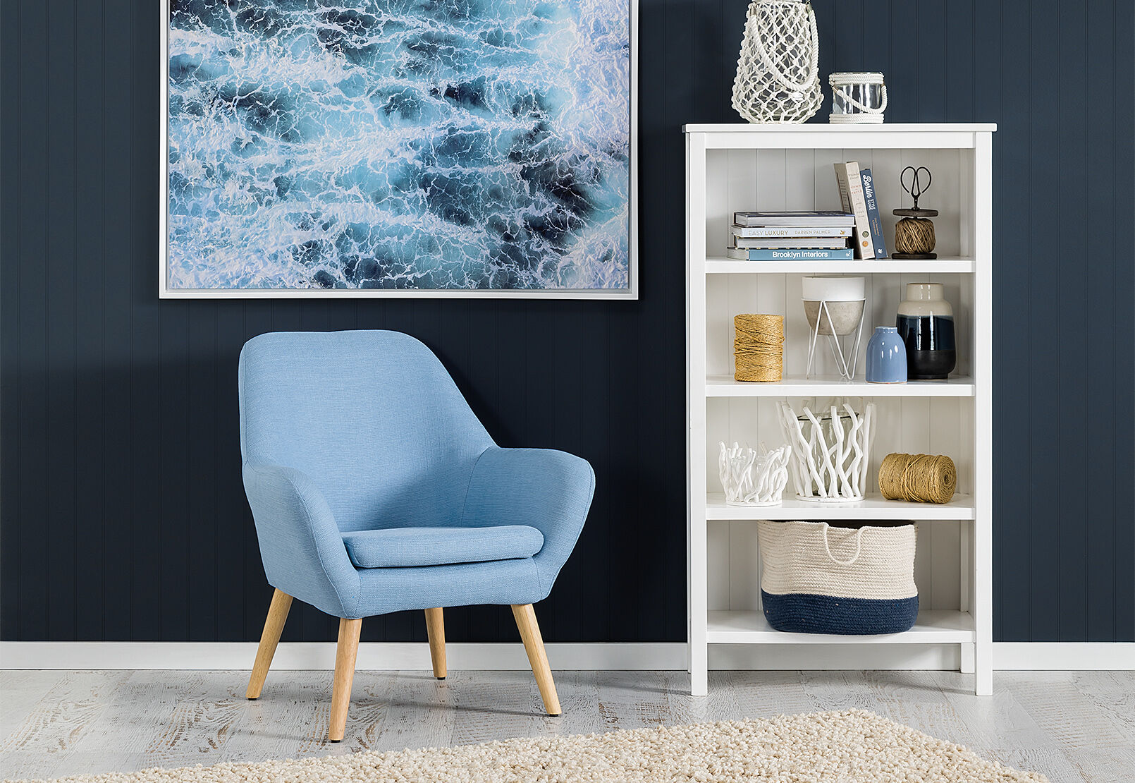 BLUE GUYER Fabric Accent Chair