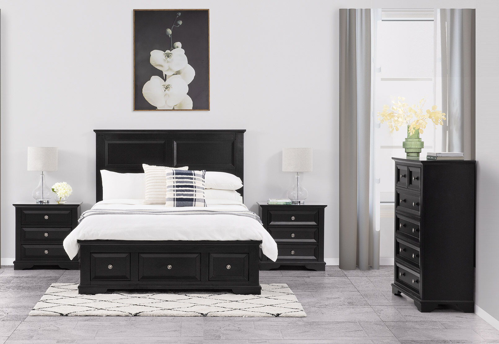 CHANELLE - 4 Piece Double Tall Chest Bedroom Suite CHANELLE