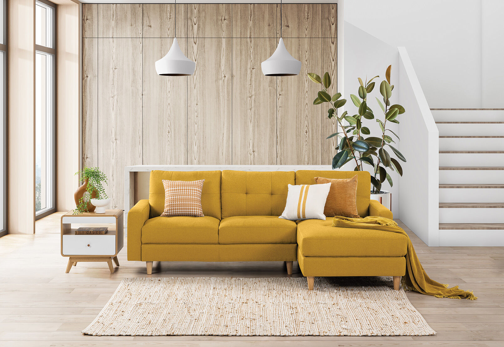 KELLER - Fabric 3 Seat RHF Chaise KELLER