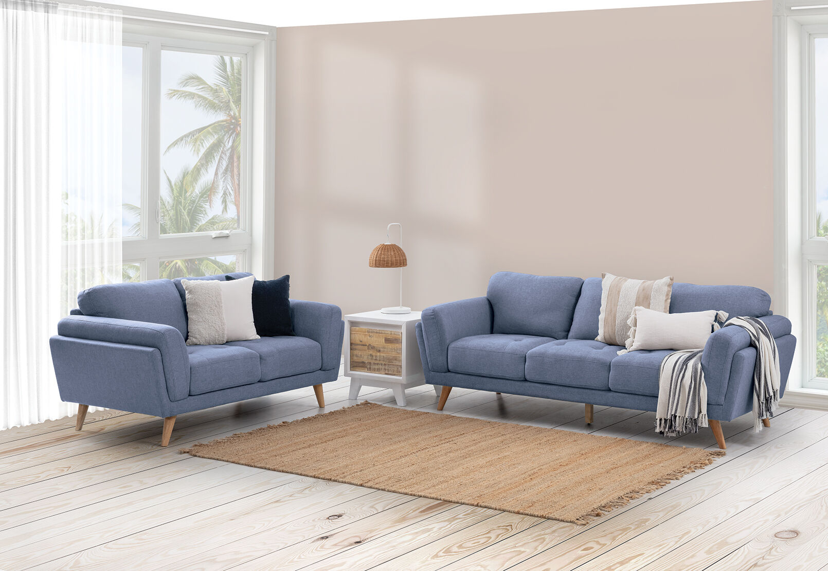 NAVY SHIRA 3 Seater Sofa