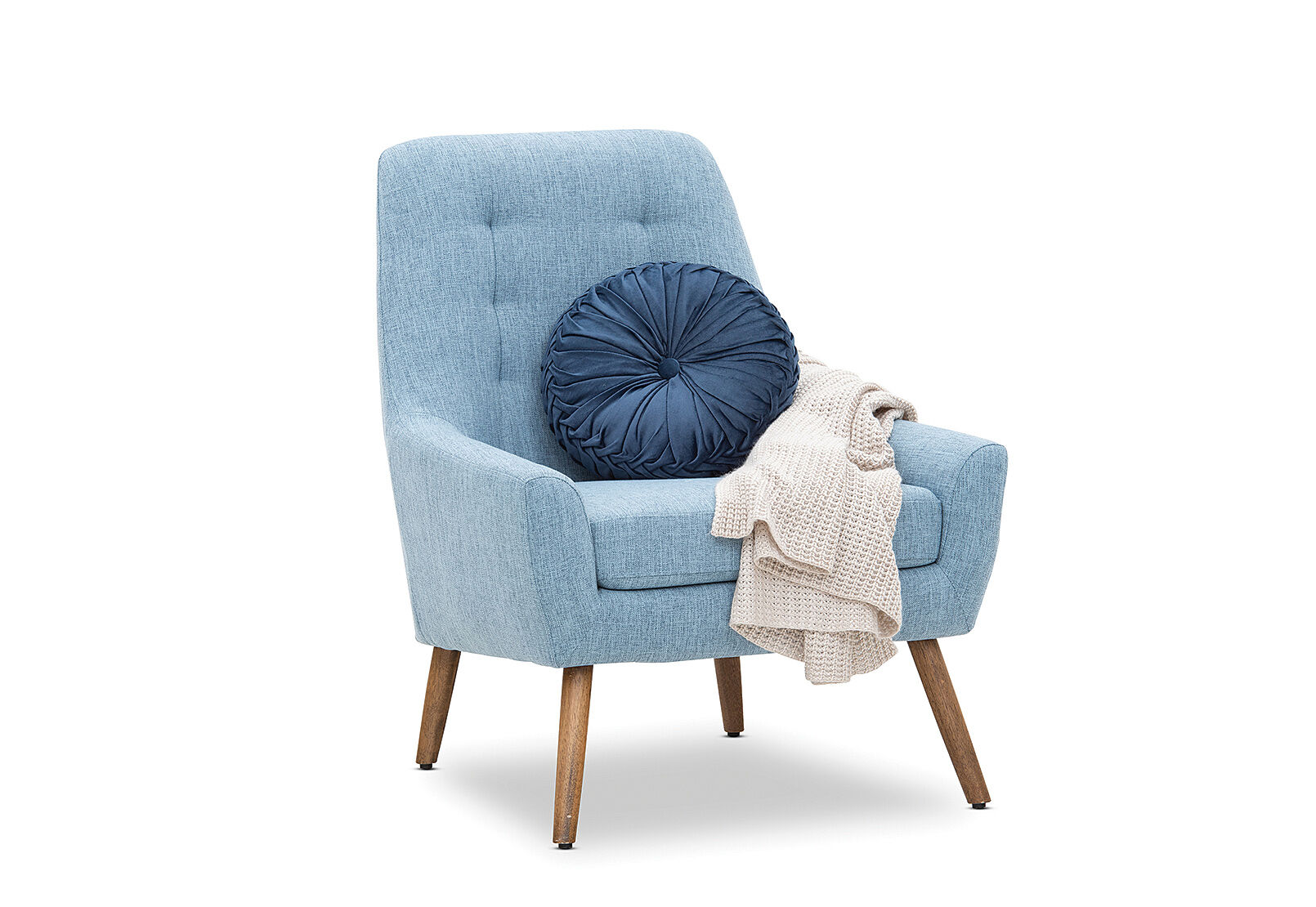 LIGHT BLUE PENNY Fabric Accent Chair