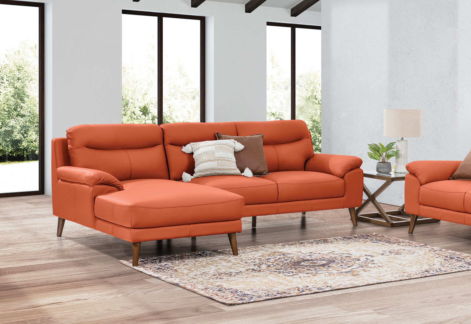 Burnt orange chaise lounge sales