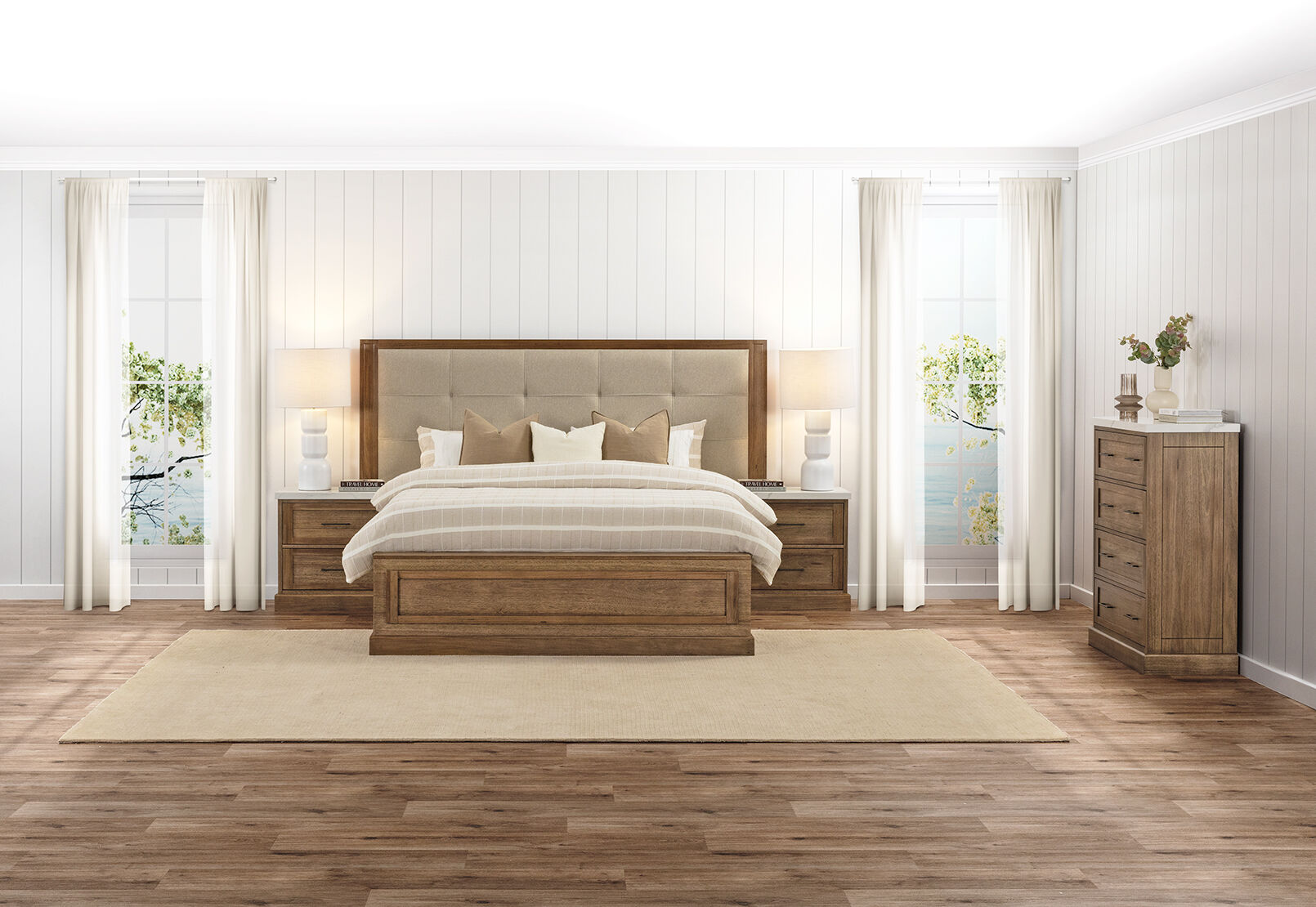 MATTEO - 4 Piece Queen Bed Tall Chest Suite MATTEO