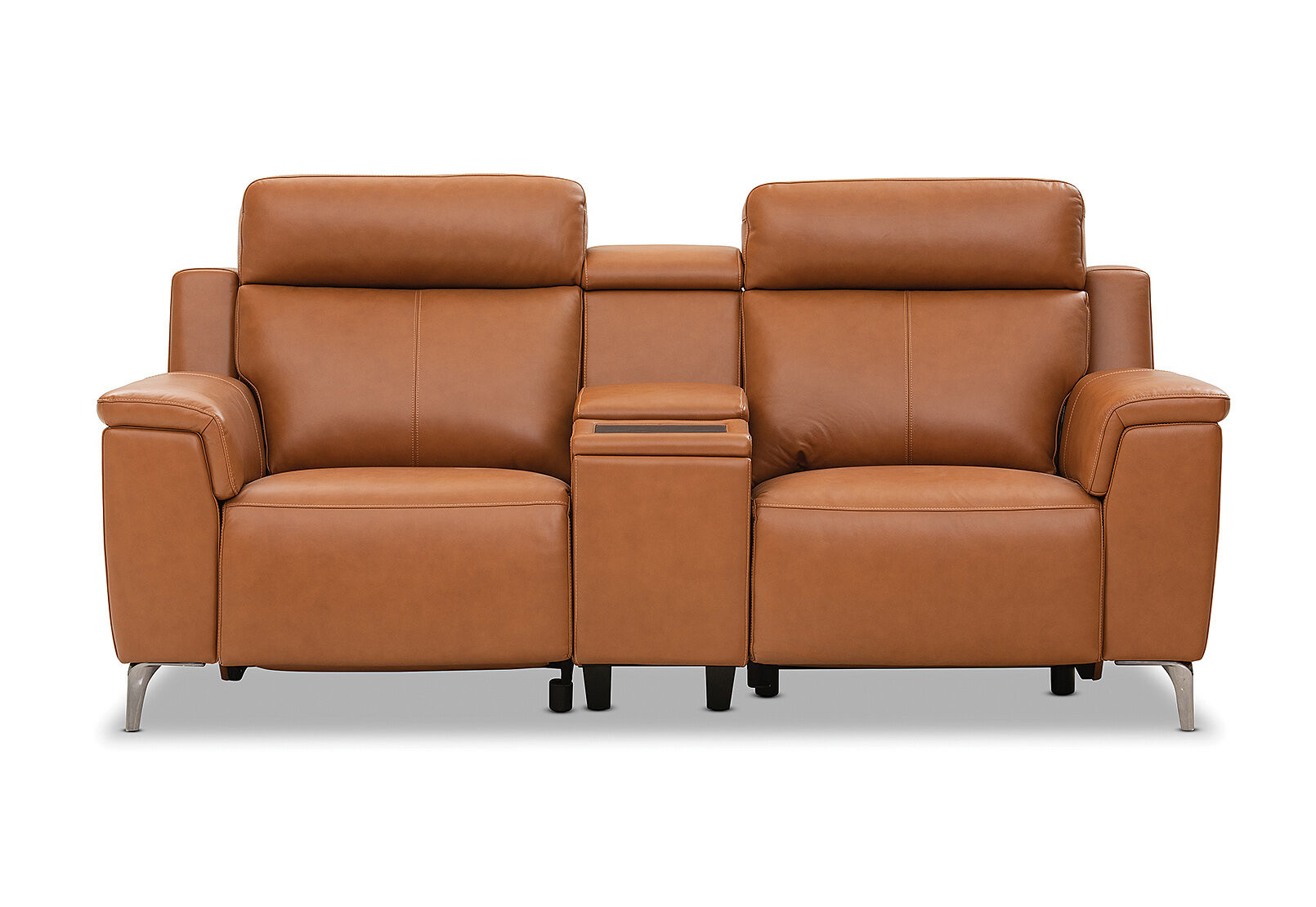 ARISTOTLE - Leather 2 Seater Sofa with Console and 2 Inbuilt Electric Recliners ARISTOTLE