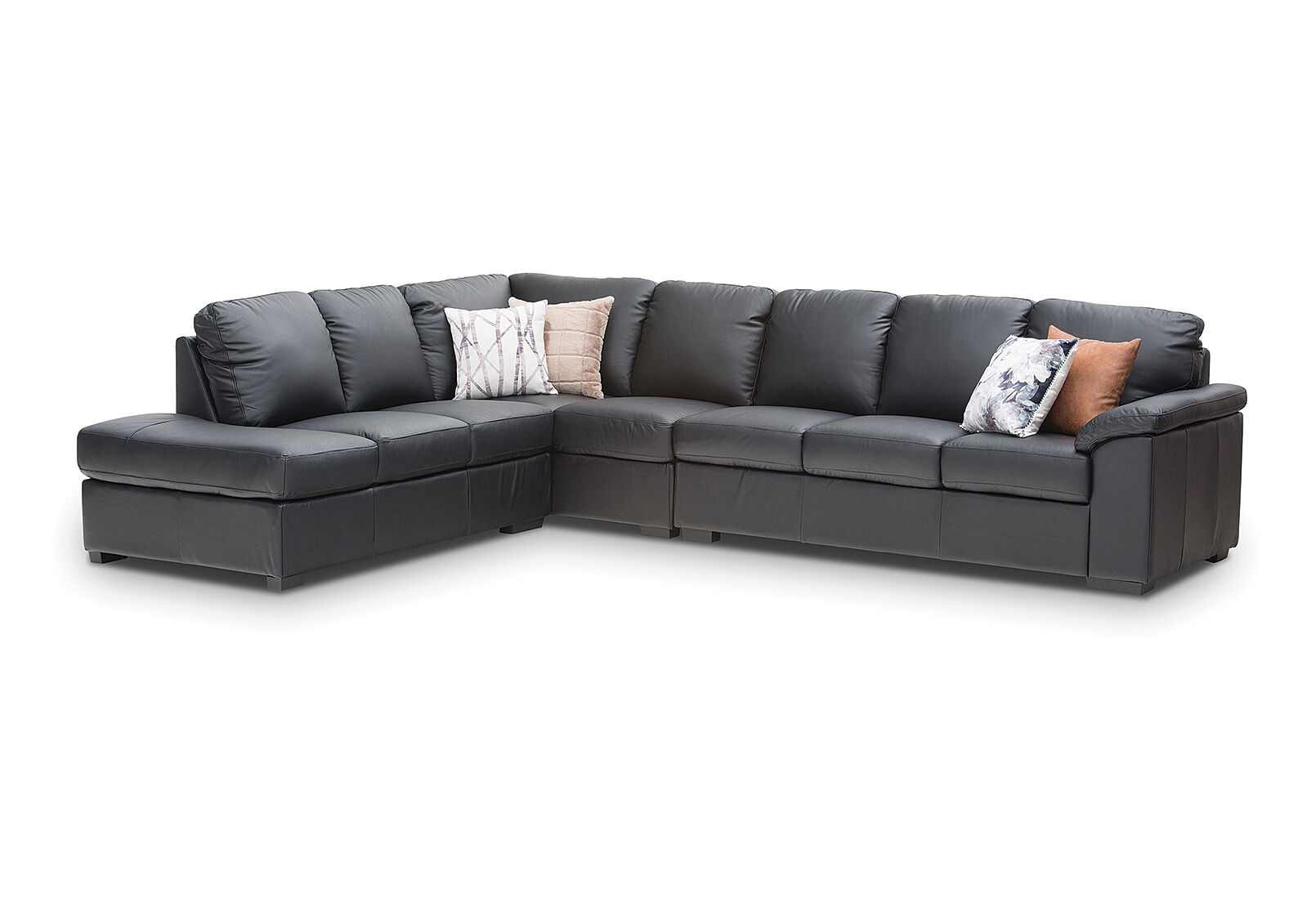 Brayden Leather Corner Lounge In Black Amart Furniture
