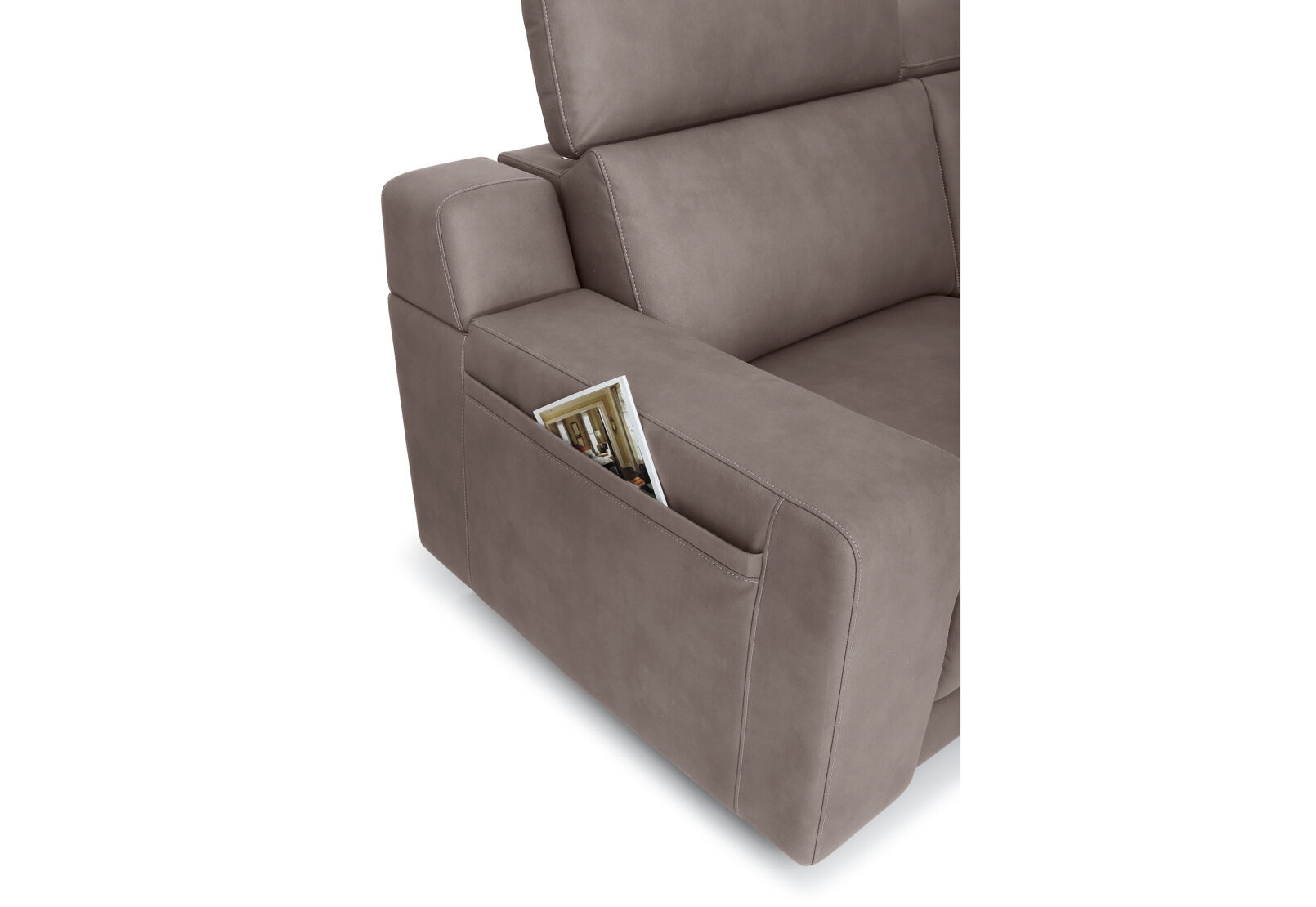 VANTRO FABRIC - 3 Seater RHF Chaise with Console and Inbuilt Electric Recliner VANTRO FABRIC