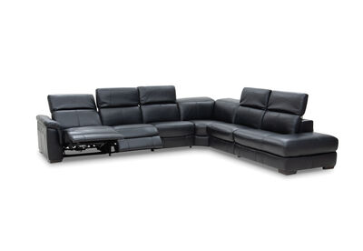 LUCIANO - Leather Corner Lounge with 3 Inbuilt Electric Recliners and Right-Hand Facing Chaise