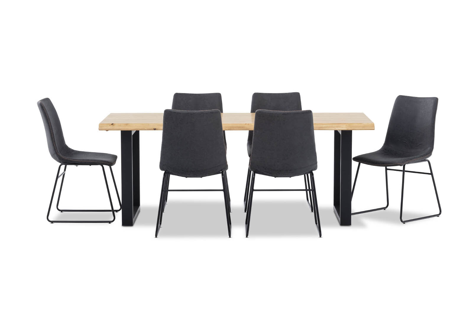 BLACK HAROLIN 7 Piece Dining Suite with Loire Dining Chairs