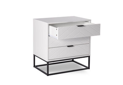 HARDING - White 3 Drawer Bedside