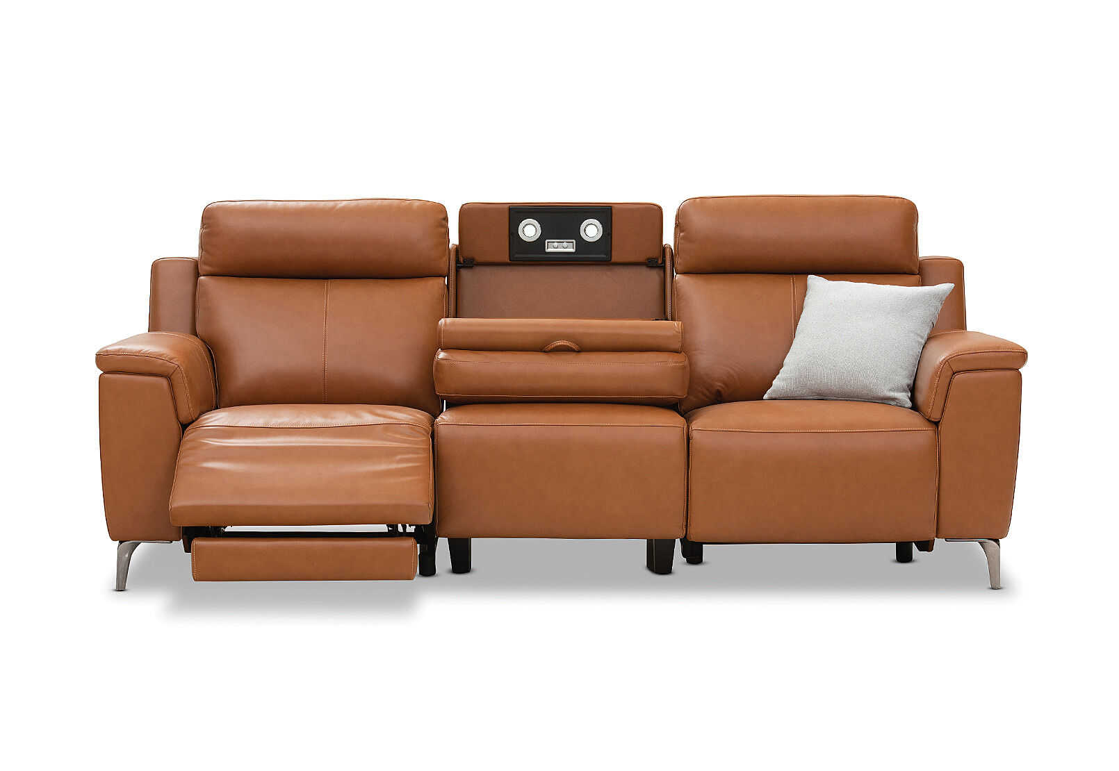 ARISTOTLE - Leather 3 Seater Sofa with 2 Inbuilt Electric Recliners ARISTOTLE