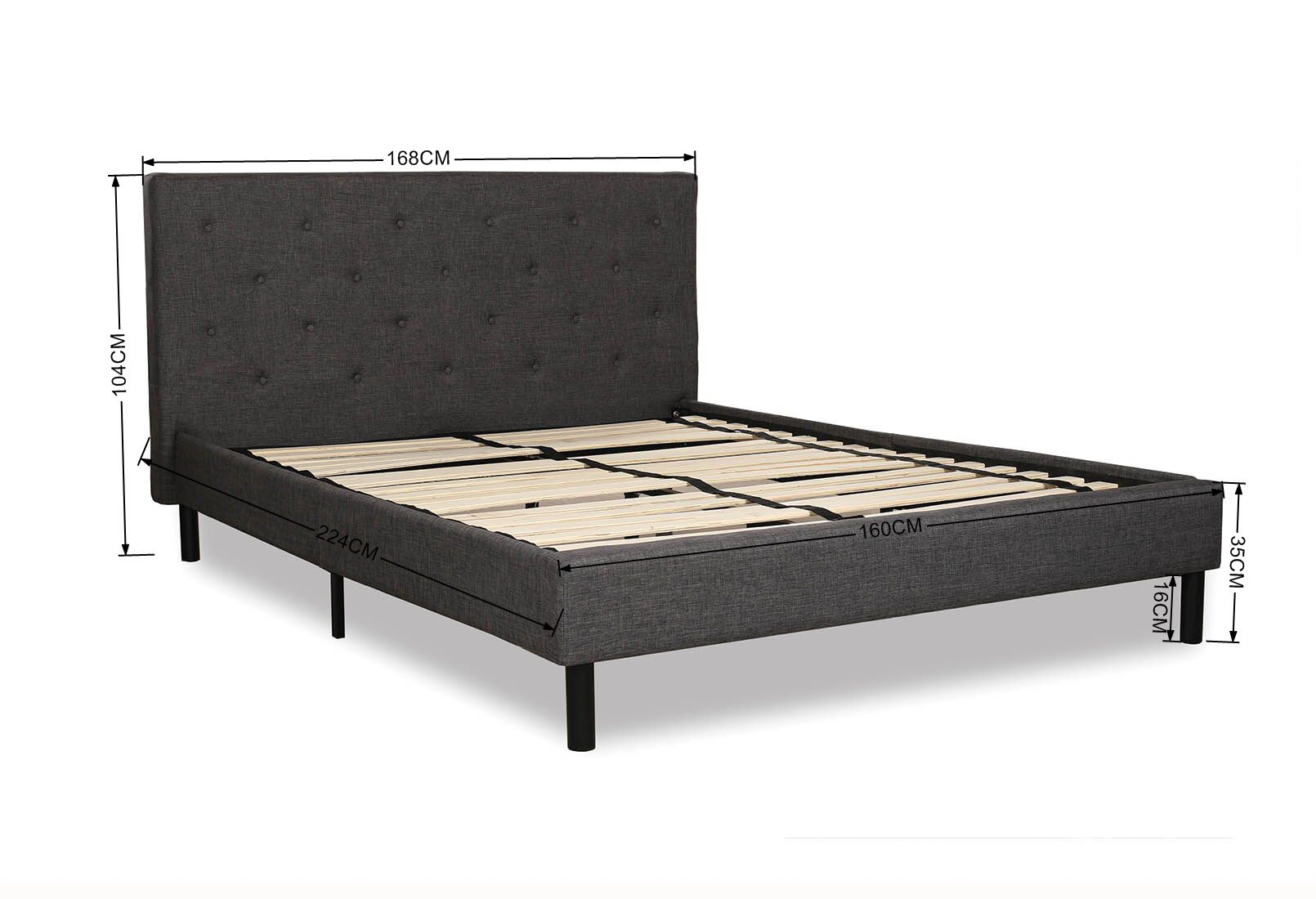 BRIGITTA - Grey Queen Bed BRIGITTA