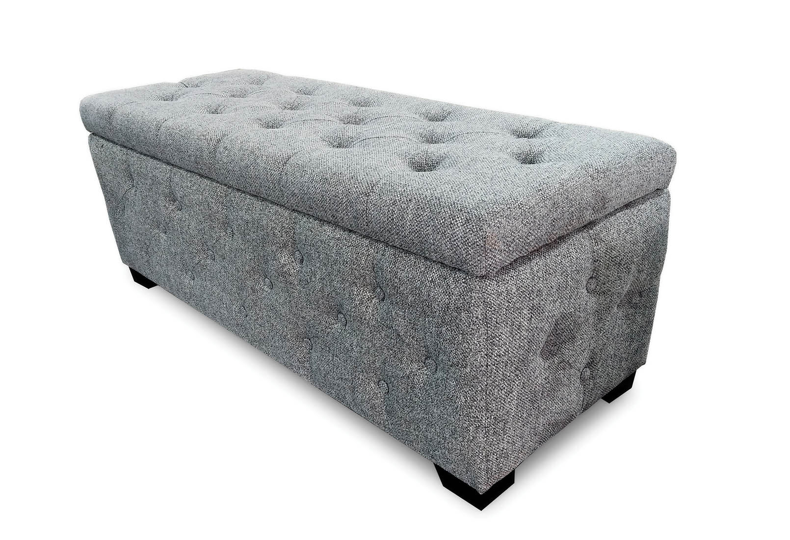 LIGHT GREY SAMFORD Light Grey Upholstered Storage Bench