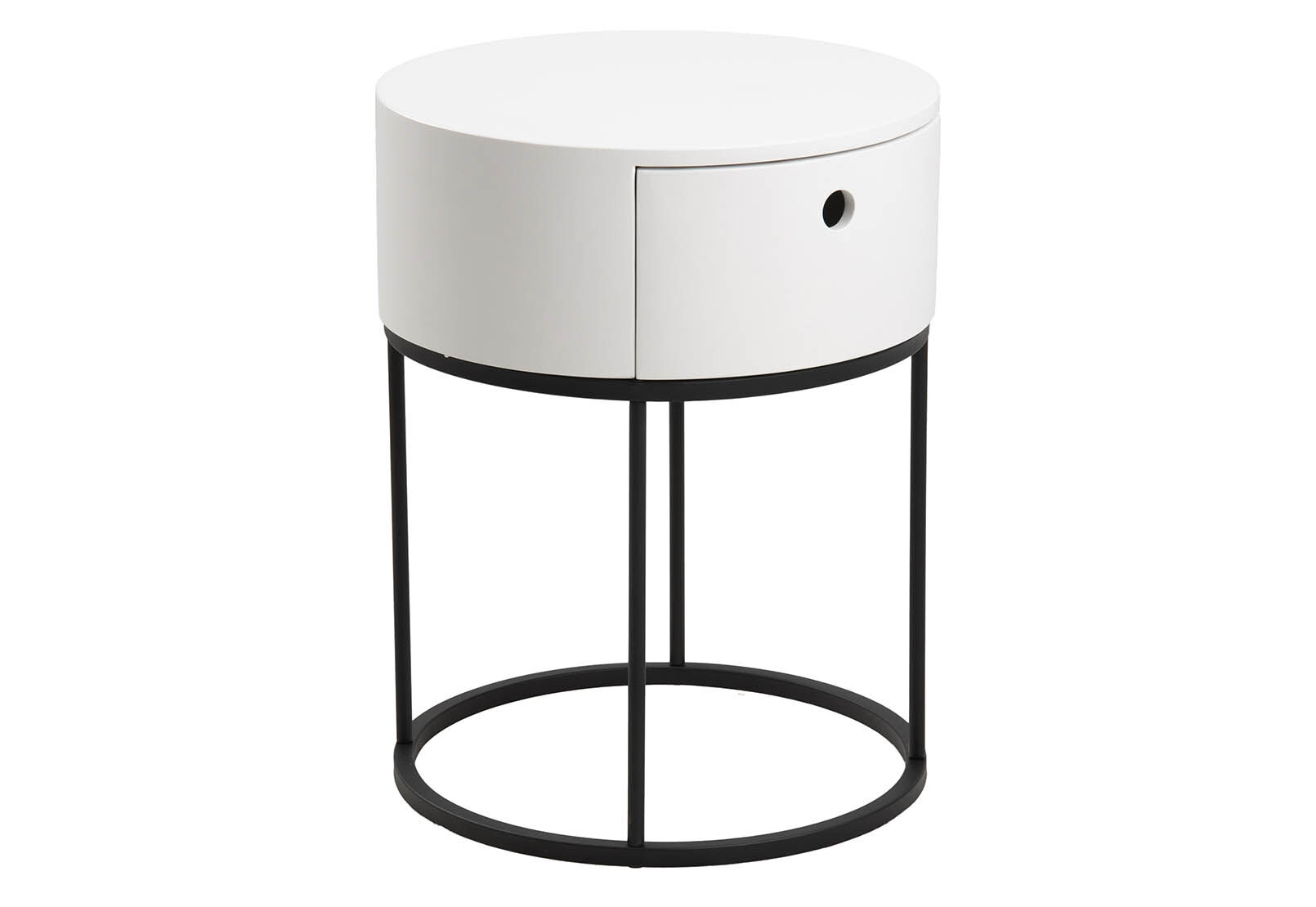 White Black Briggs Round Bedside Amart Furniture Black Round Bedside Amart Furniture, White Round Bedside Table With Drawer