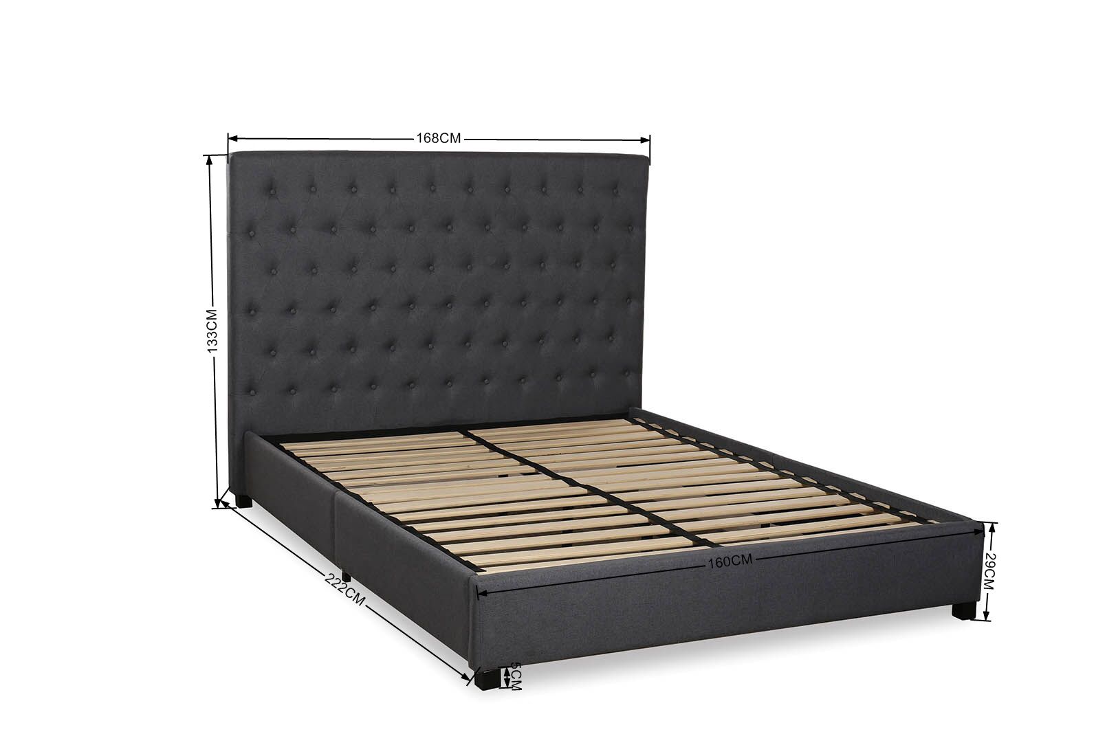 FABIAN - Grey Queen Bed FABIAN