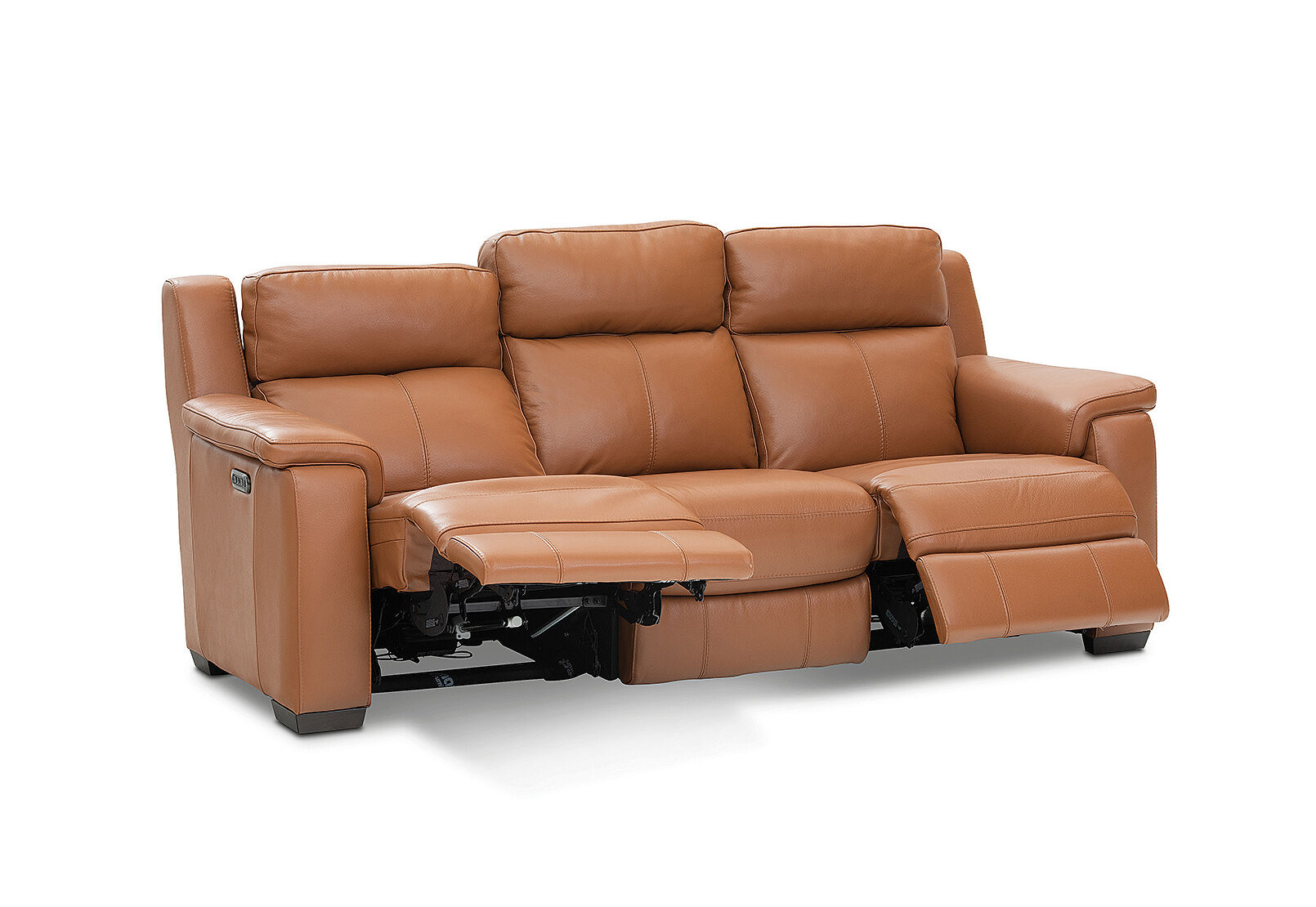 TAN CAPELLO Leather 3 Seater Sofa with 2 Inbuilt Electric Recliners