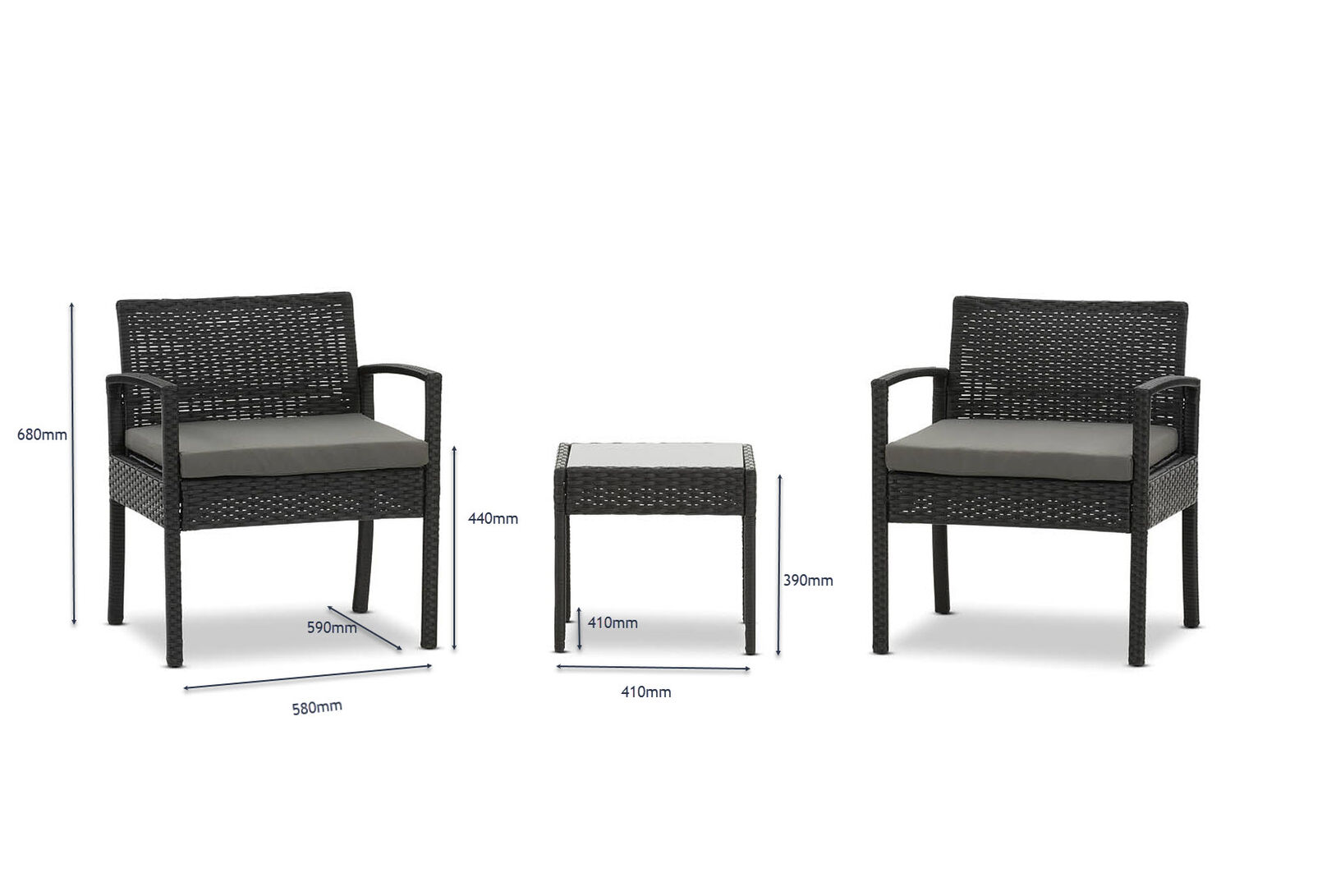 BLACK POOLE 3 Piece Outdoor Setting