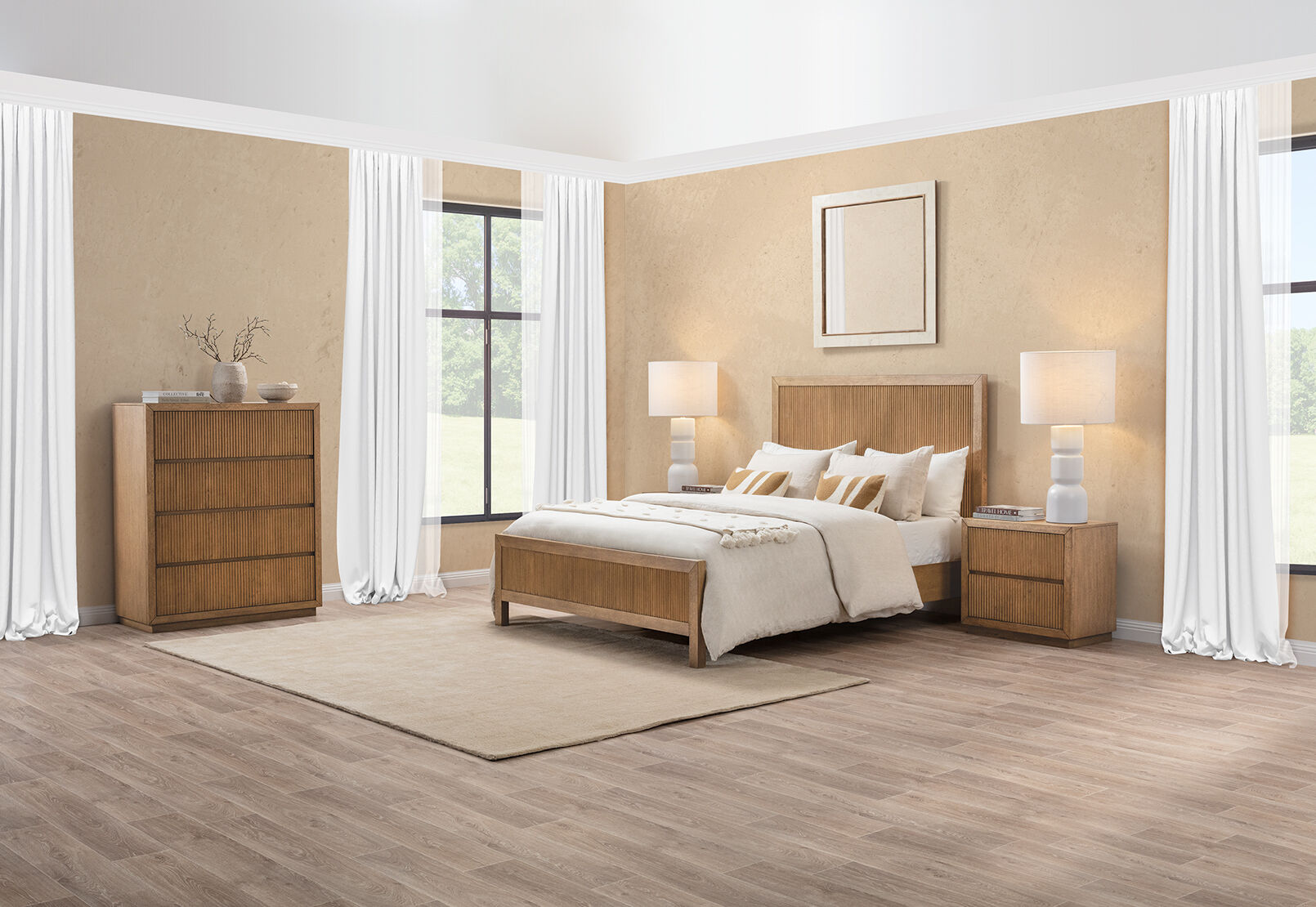 THORIN - 4 Piece King Bed Tall Chest Suite THORIN