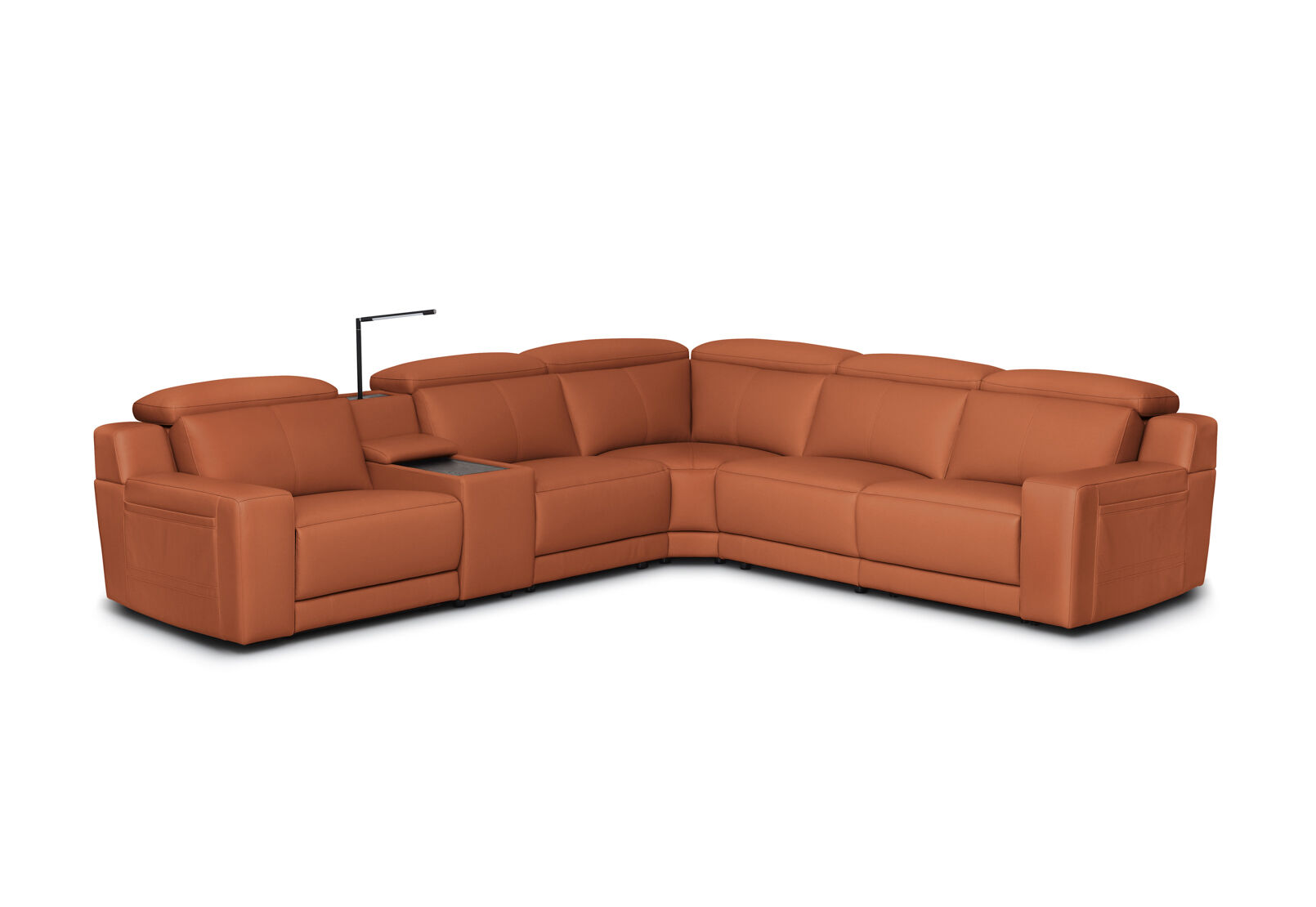 VANTRO LEATHER - Corner Lounge with 2 Inbuilt Electric Recliners and Console VANTRO LEATHER