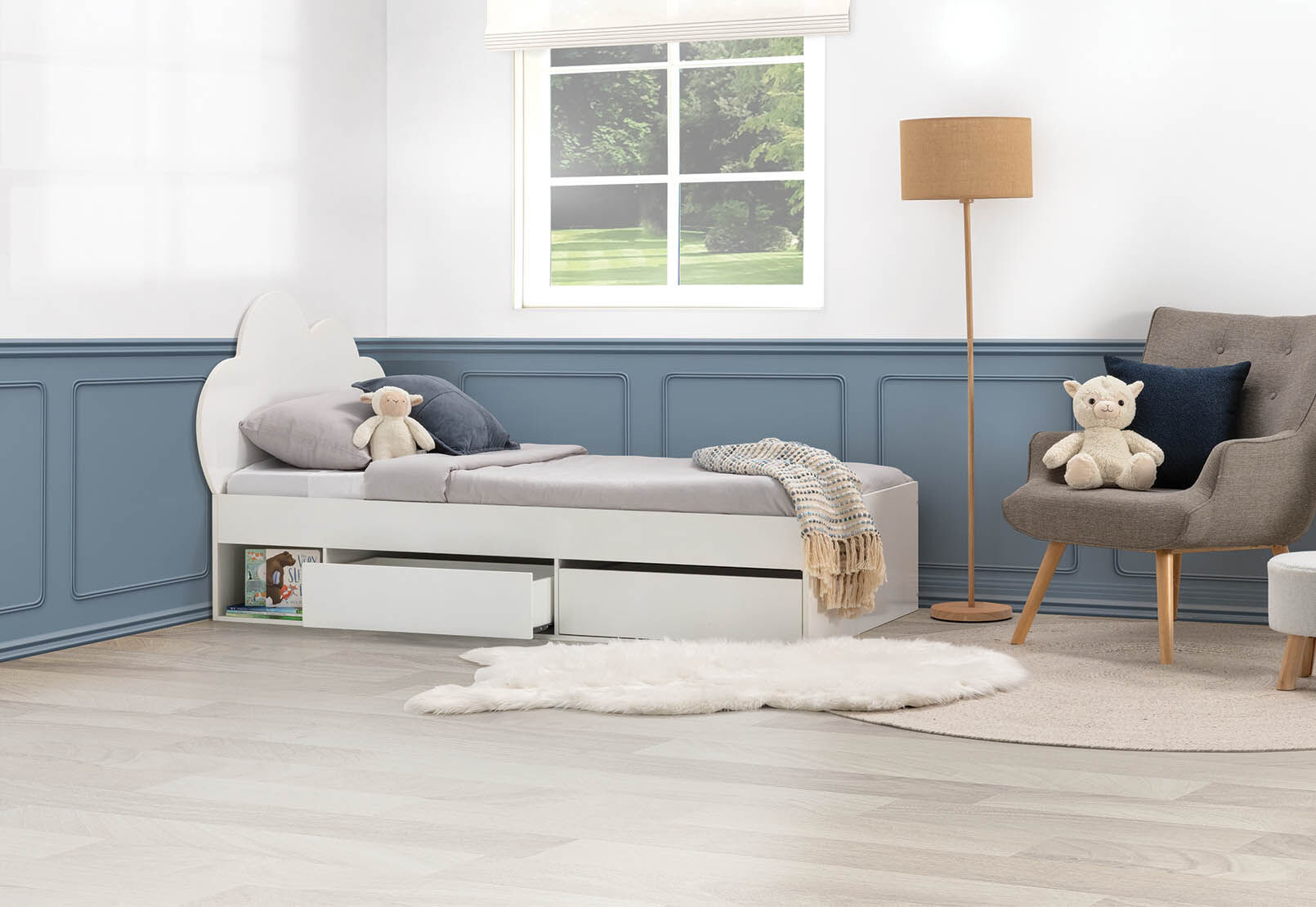 McLEAN - Single Bed Cloud Headboard with Storage McLEAN