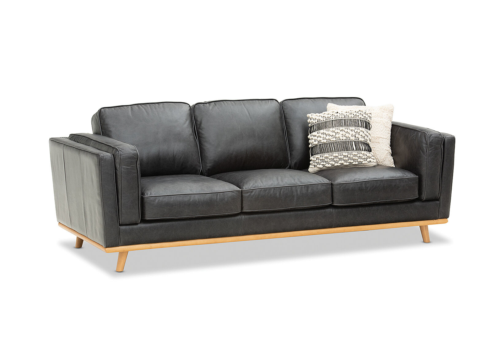 BLACK LORAS LEATHER 3 Seater Sofa