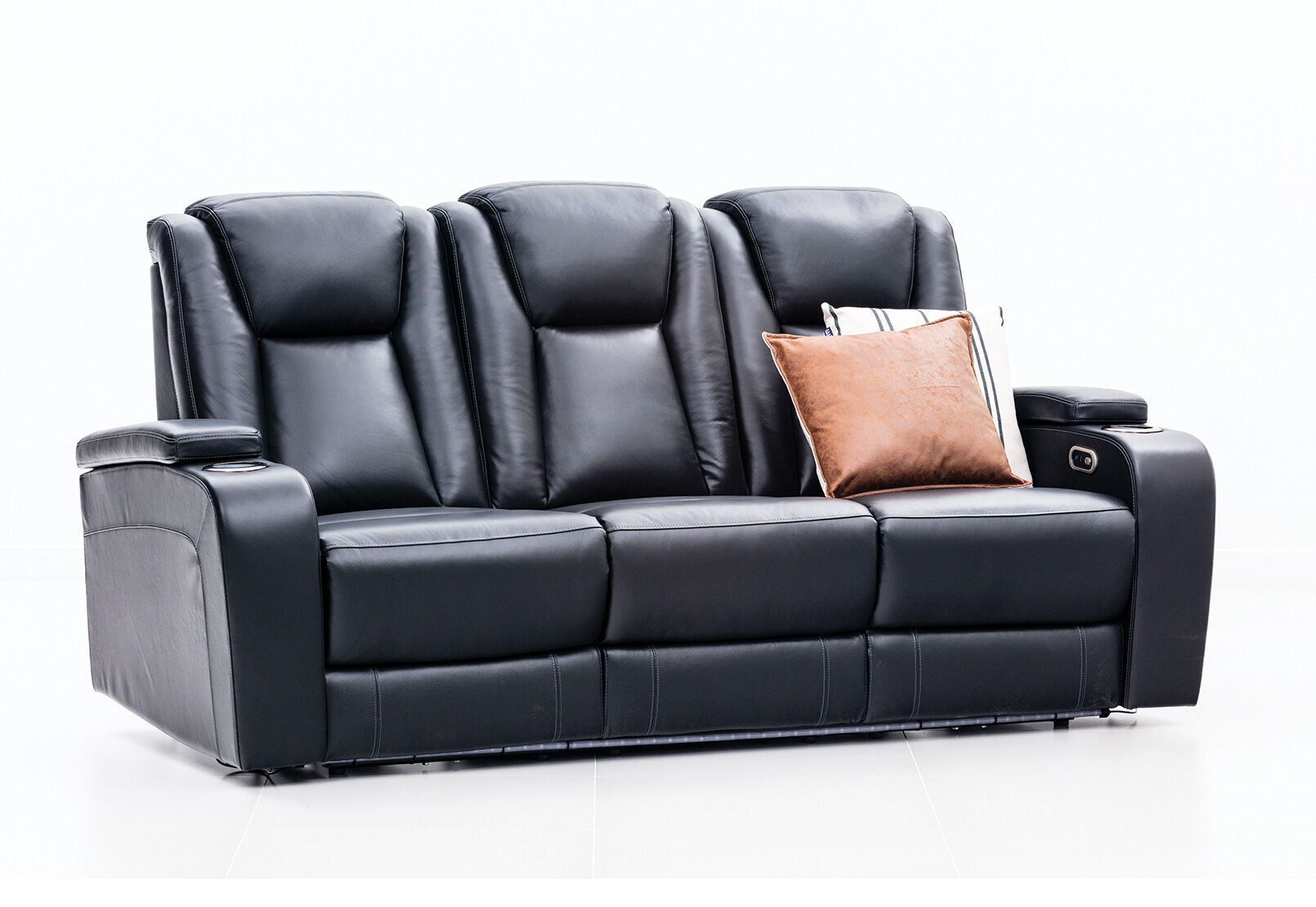 VULCAN - Leather 3 Seat Sofa with 2 Inbuilt Electric Recliners VULCAN