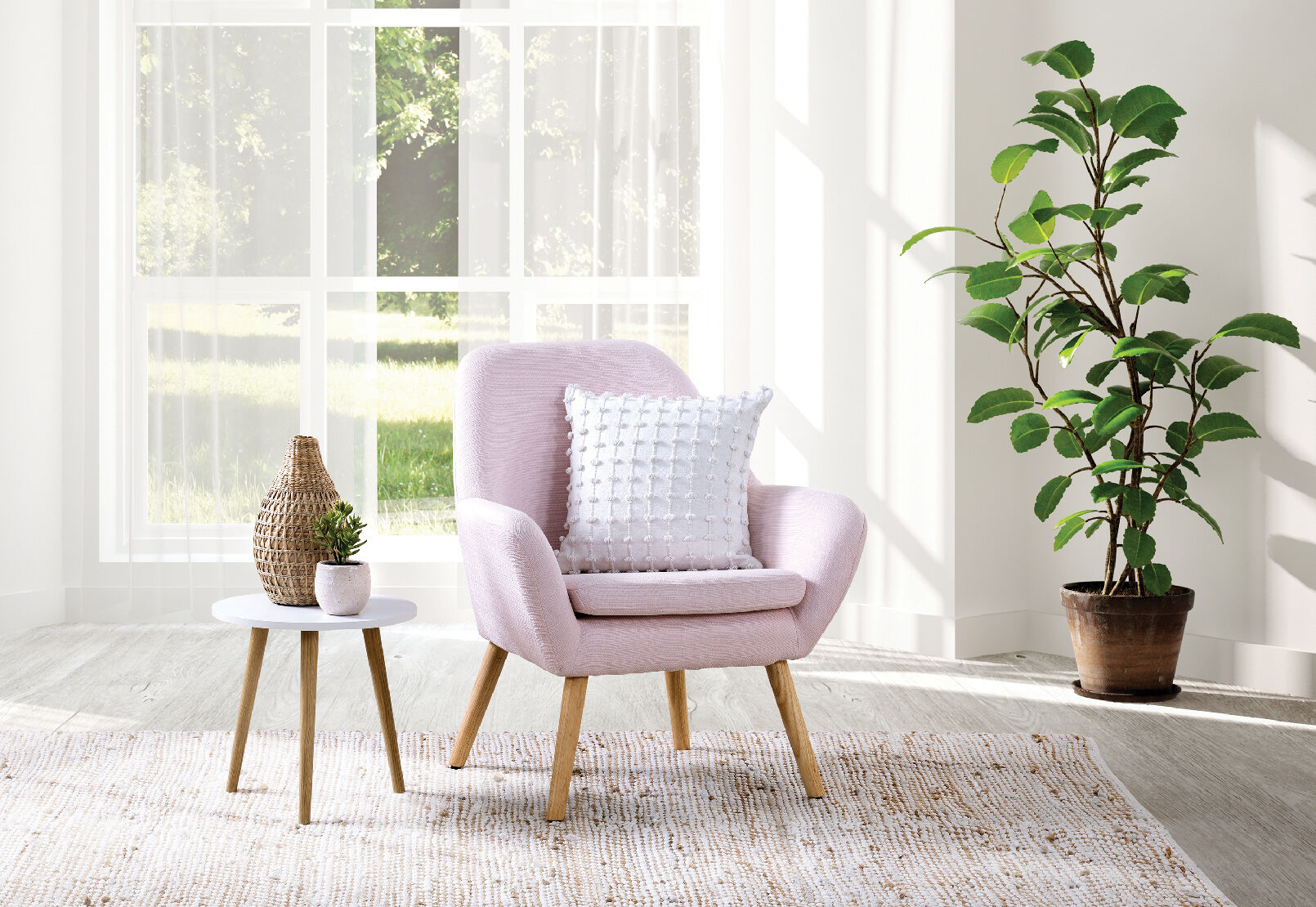 PINK GUYER Fabric Accent Chair Amart Furniture