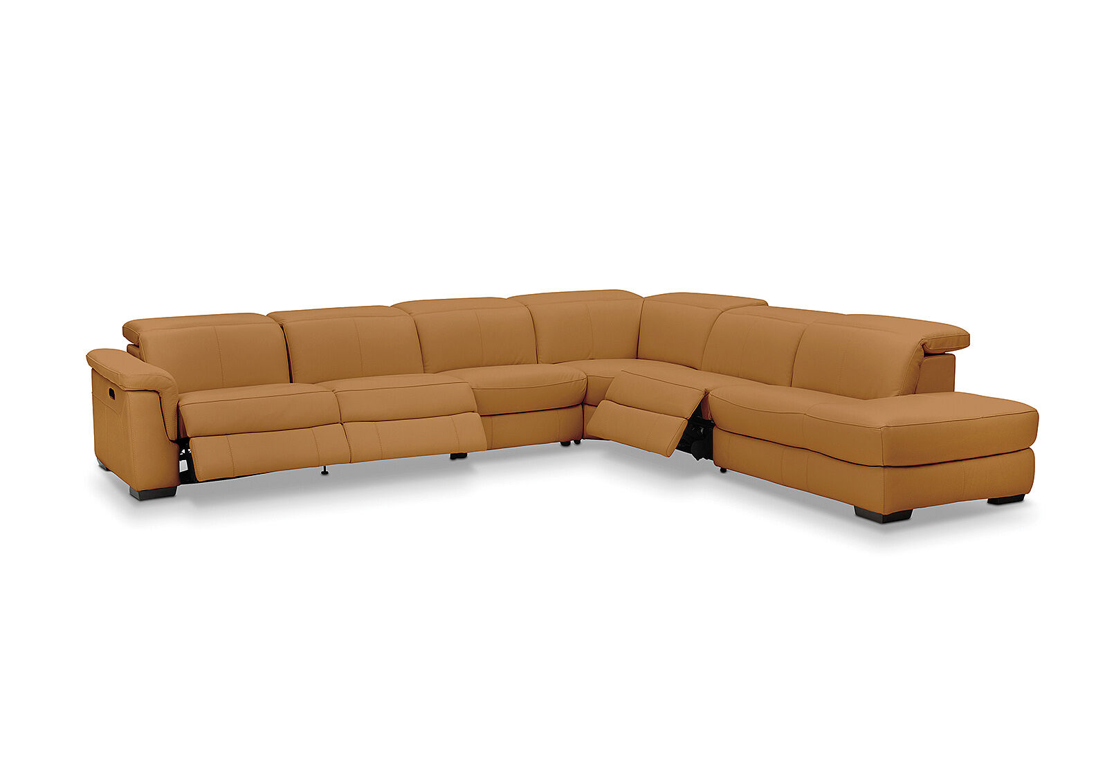 LUCIANO - Leather Corner Lounge with 3 Inbuilt Electric Recliners and Right-Hand Facing Chaise LUCIANO