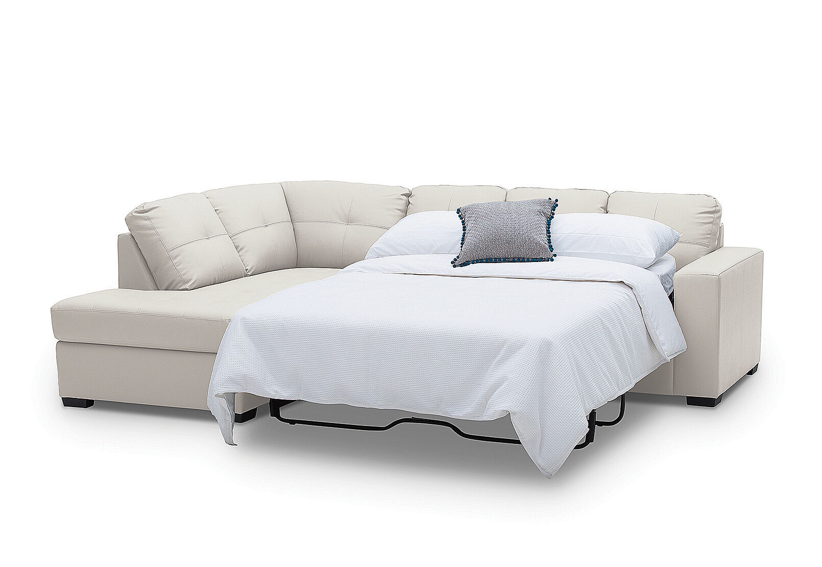 DIAMOND - Leather-Look Left-Hand Facing Corner Chaise with Sofa Bed DIAMOND