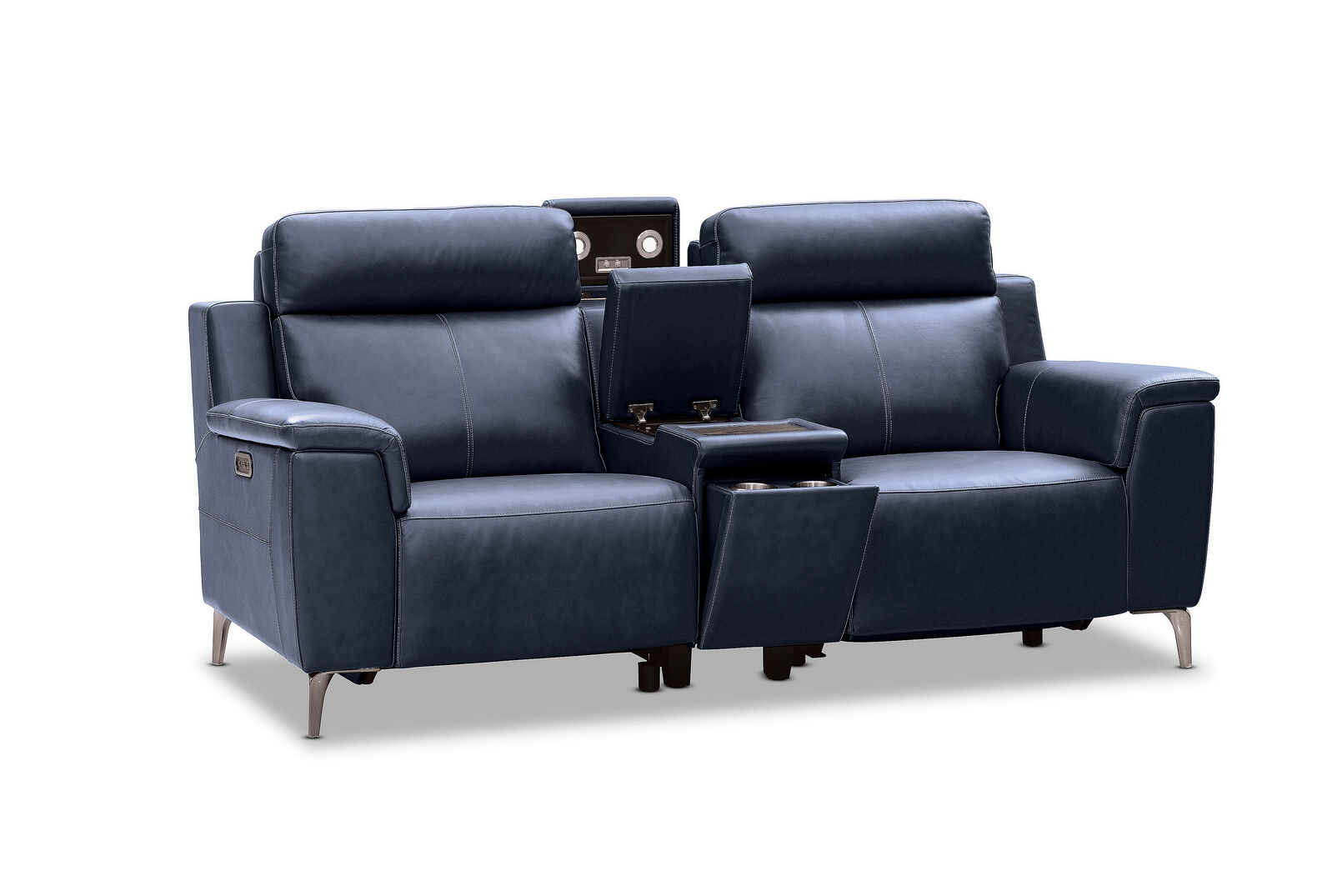 ARISTOTLE - Leather 2 Seater Sofa with Console and 2 Inbuilt Electric Recliners ARISTOTLE