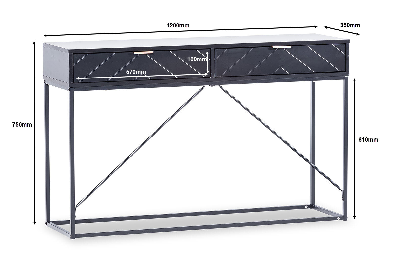 HARDING - Black Sofa Table HARDING
