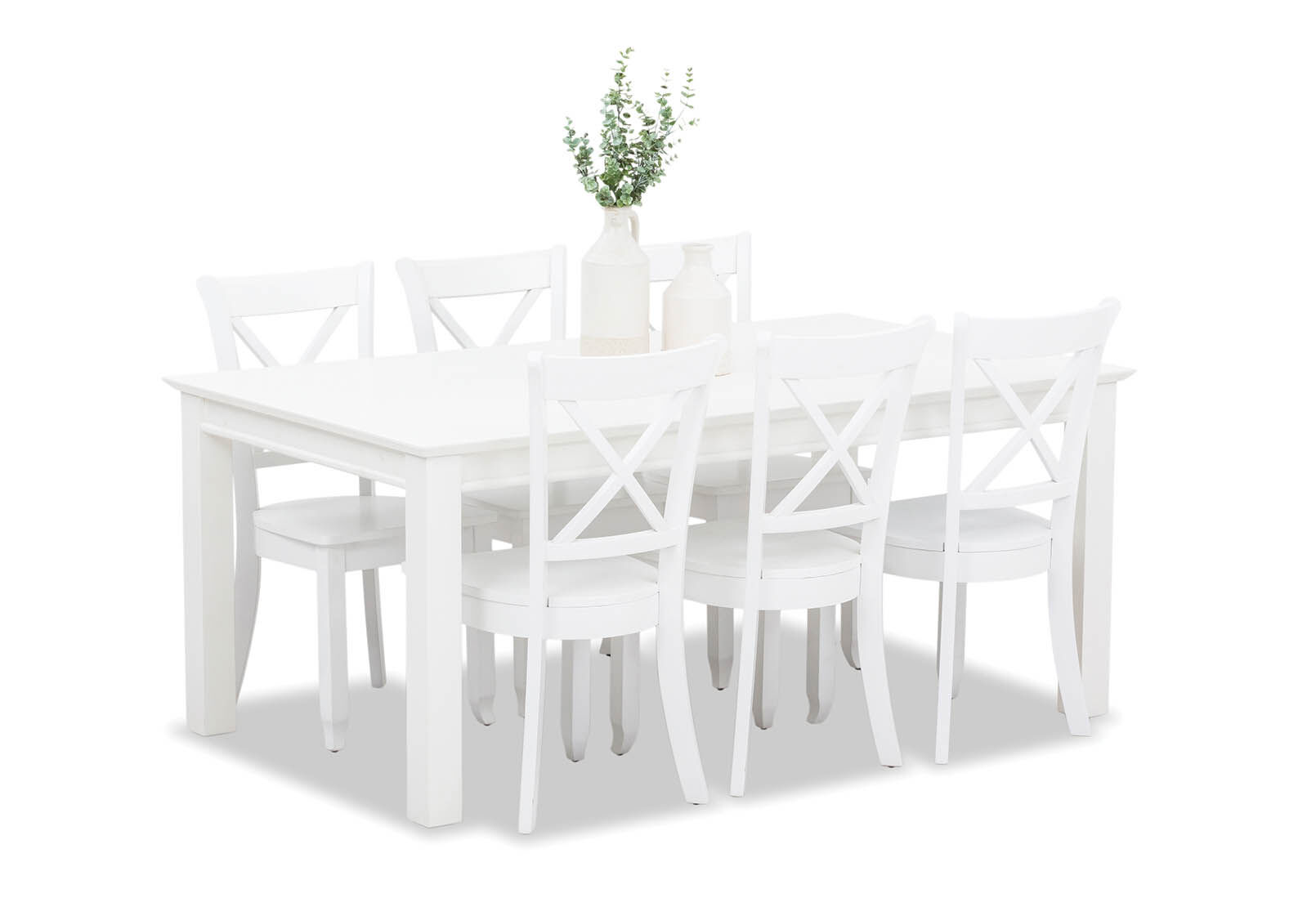 WHITE MAKARSKA 7 Piece Dining Suite with Clouds Dining Chairs Amart