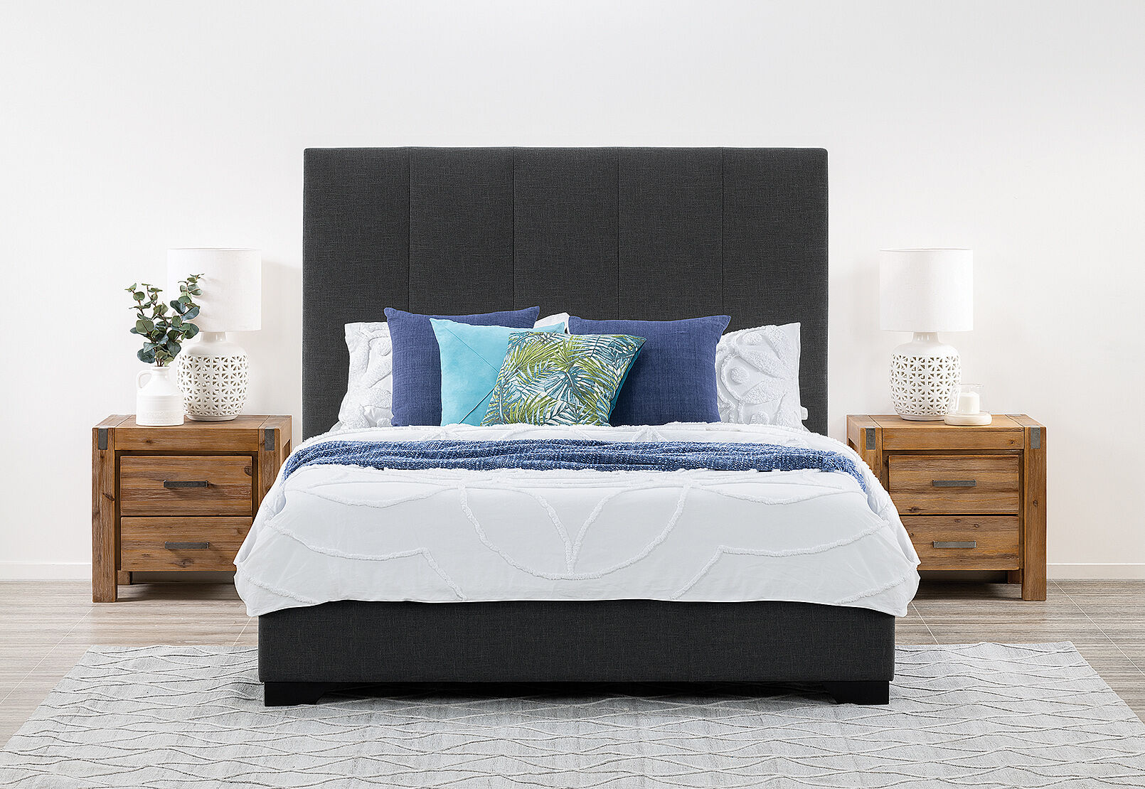 Dark Grey Avery 3 Piece Bedroom Suite With Silverwood Bedsides Amart Furniture