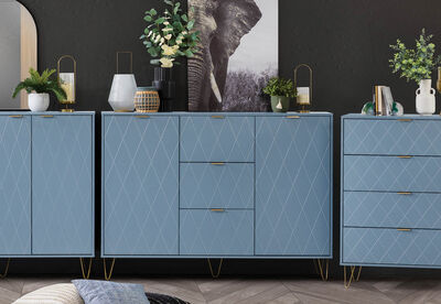 DORSEY - Blue Slate 3 Drawer 2 Door Buffet