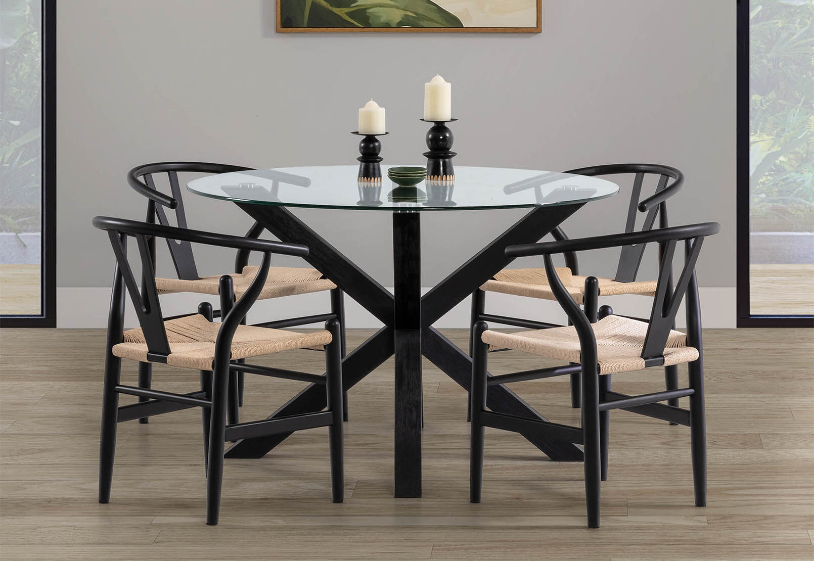 PROMENADE - 1200 Round Glass Top Dining Table PROMENADE