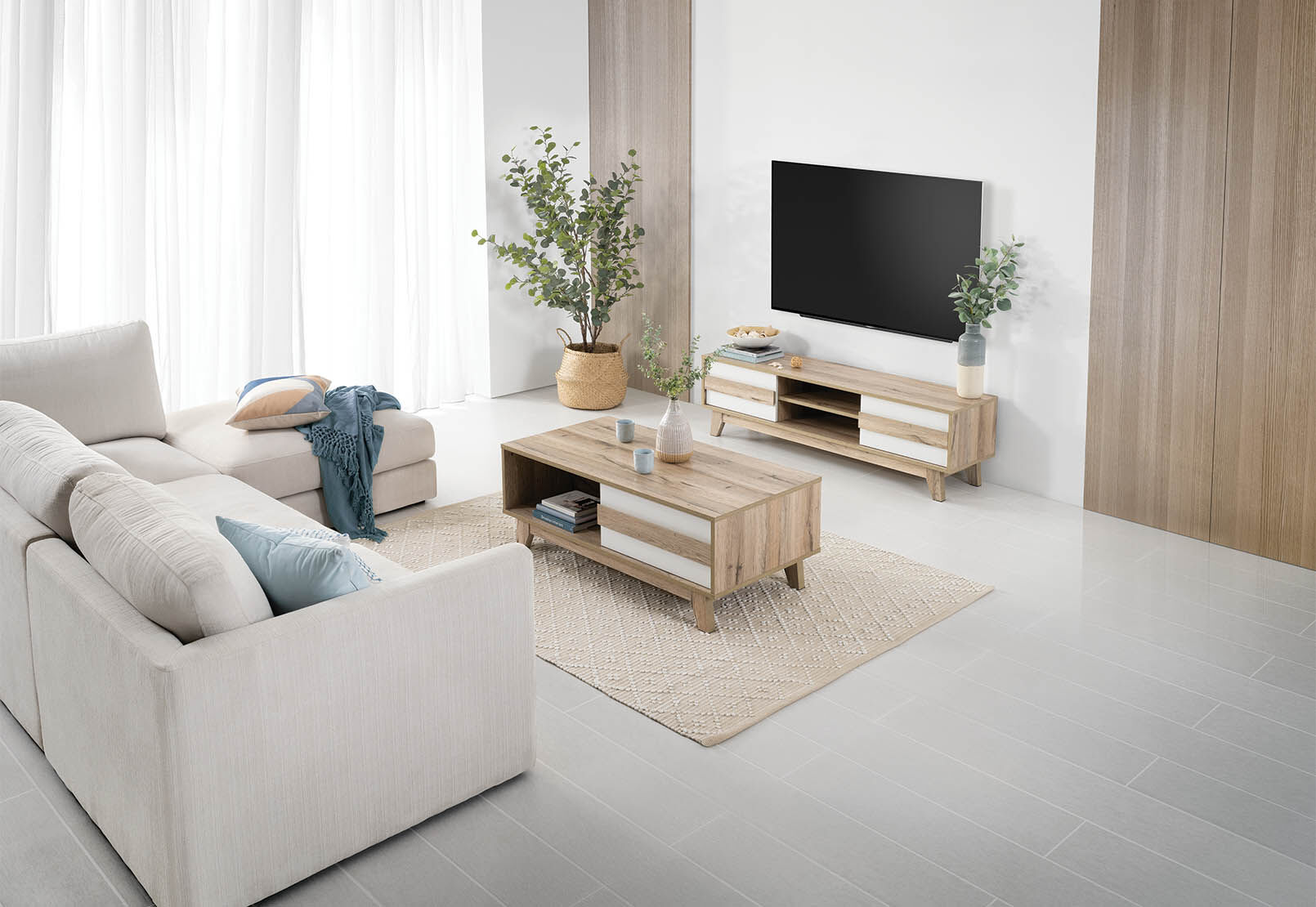 NATURAL WHITE RIDGEWAY Coffee Table